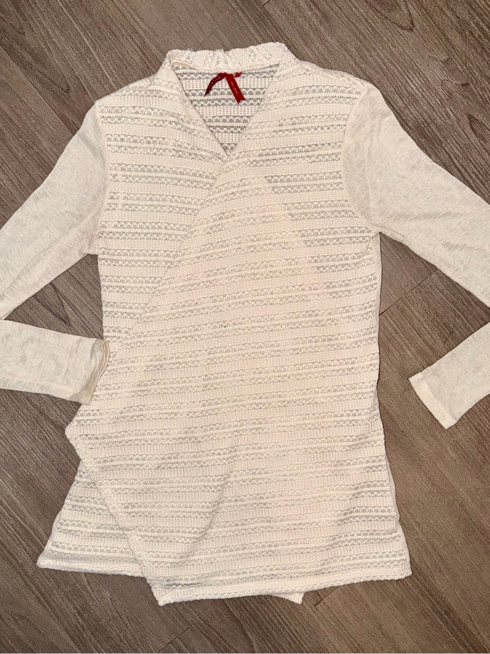 RED CAMEL Knit Wrap-front Open-knit Pointelle Cardigan